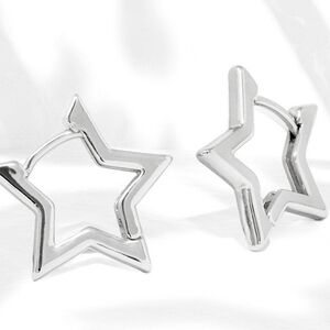 Silver Stylish Hoop Earrings - 925 SterlingSilver